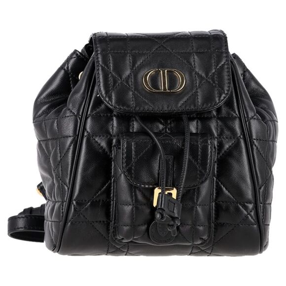 Dior Small Dior Caro Backpack in Black Leather - Picture 1 of 8